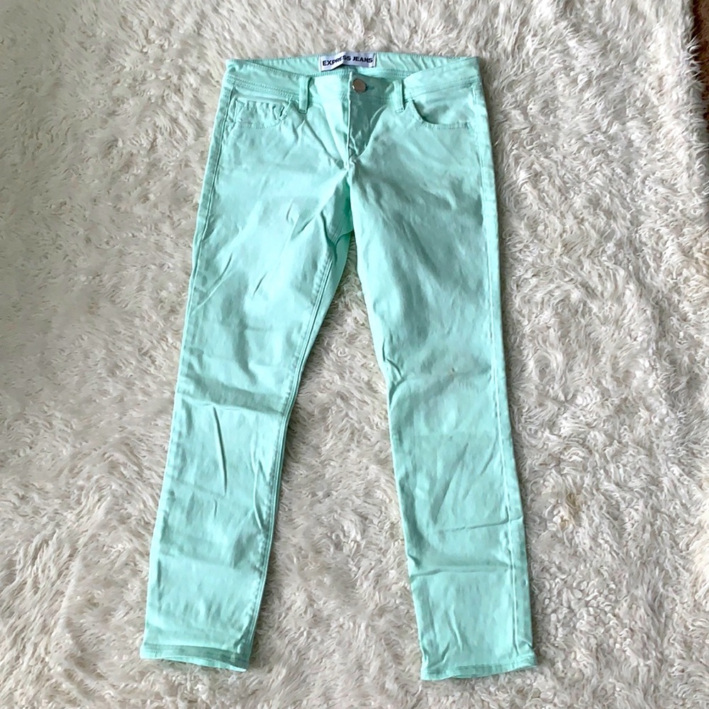 Express mint green cropped leggings jeggings 2